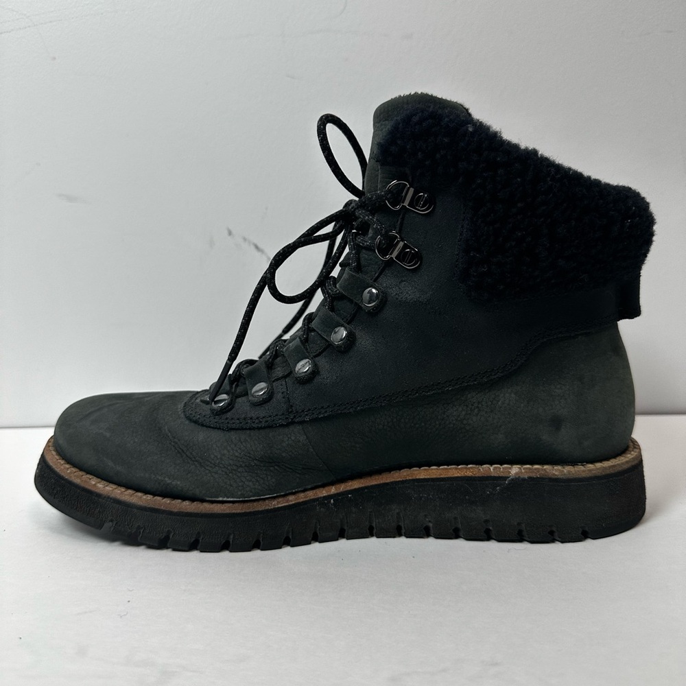 Cole Haan Black Shearling Trim Lace‑Up Winter Boots Size 8.5 B - Picture 8 of 13